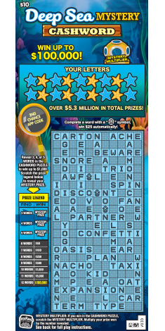 Deep Sea Mystery Cashword scratch game from Idaho Lottery