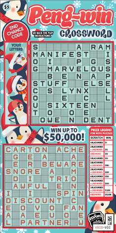 Peng-Win Crossword scratch game from Idaho Lottery