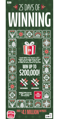 25 Days Of Winning scratch game from Idaho Lottery