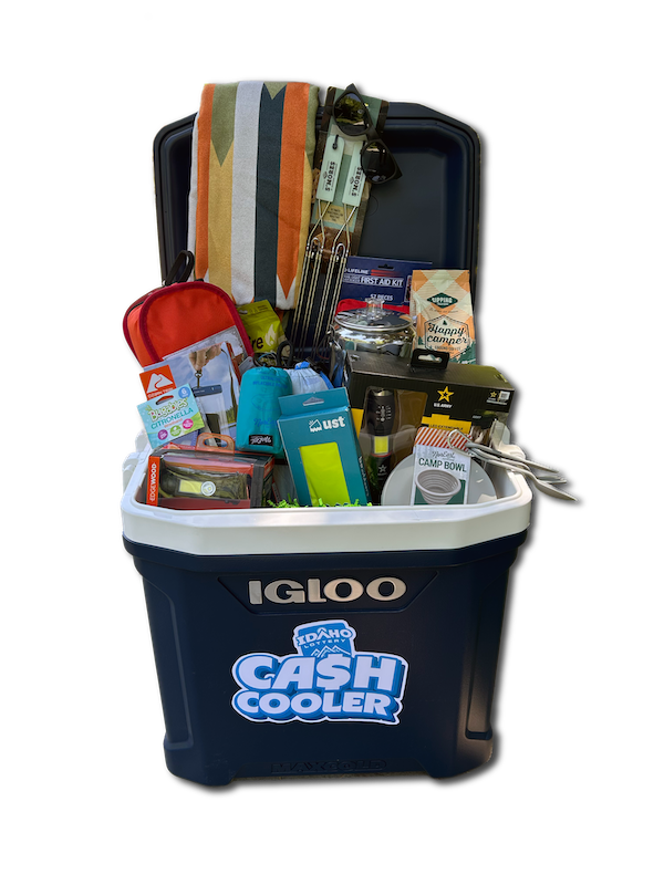 Cash cooler full of scratch tickets and money
