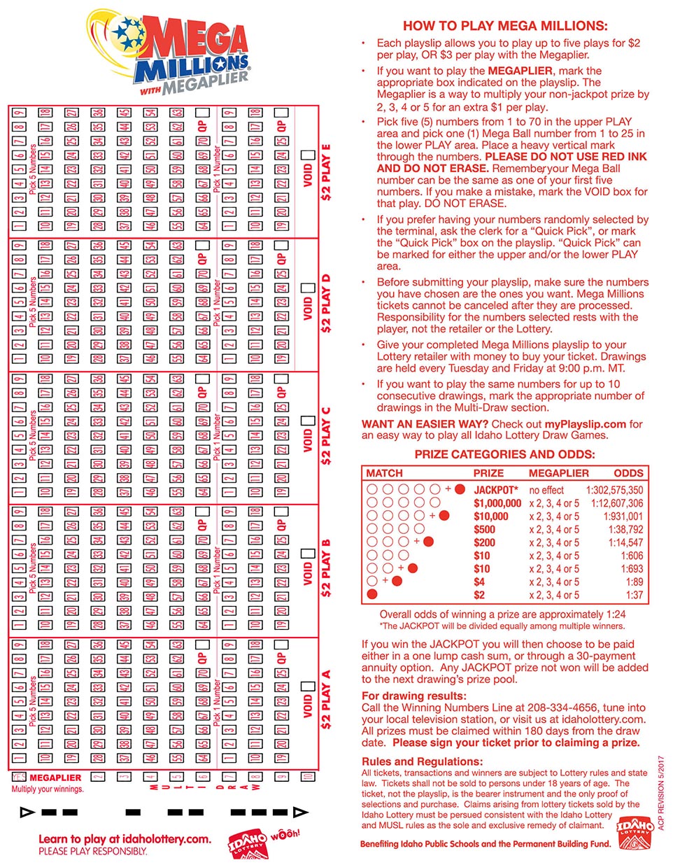 Mega Millions Payout Chart 2018