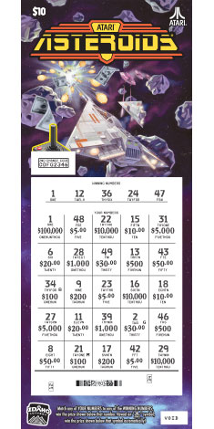 ASTEROIDS scratch-off ticket