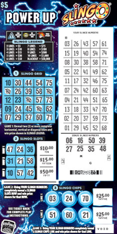 POWER UP SLINGO scratch-off ticket